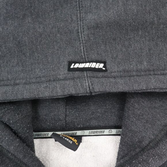 Vintage Y2K Low Rider Hoodie Sweatshirt Big Log Thick Heavyweight Gray size XL - Picture 5 of 9